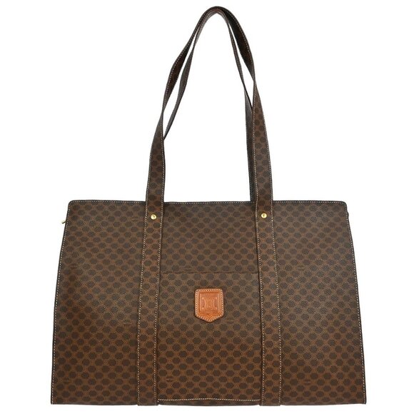 Celine Brown Macadam Shoulder Tote Bag - Picture 1 of 11